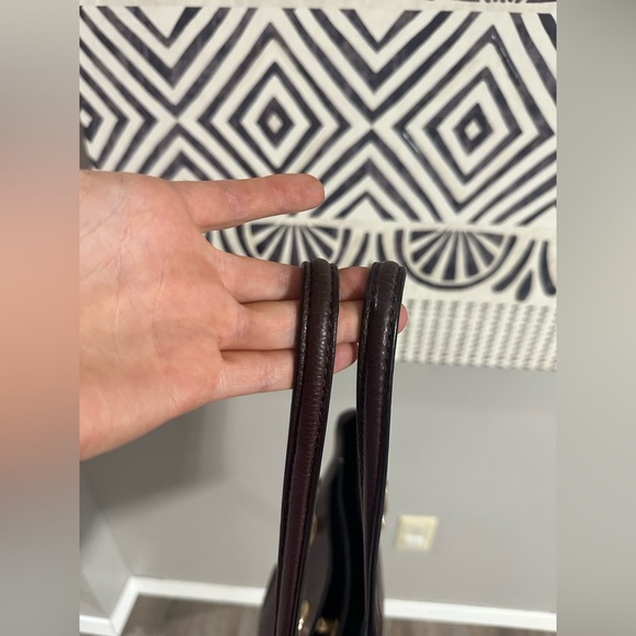 Coach Turnlock Chain Tote Burgundy Pebble Leather - Picture 6 of 12